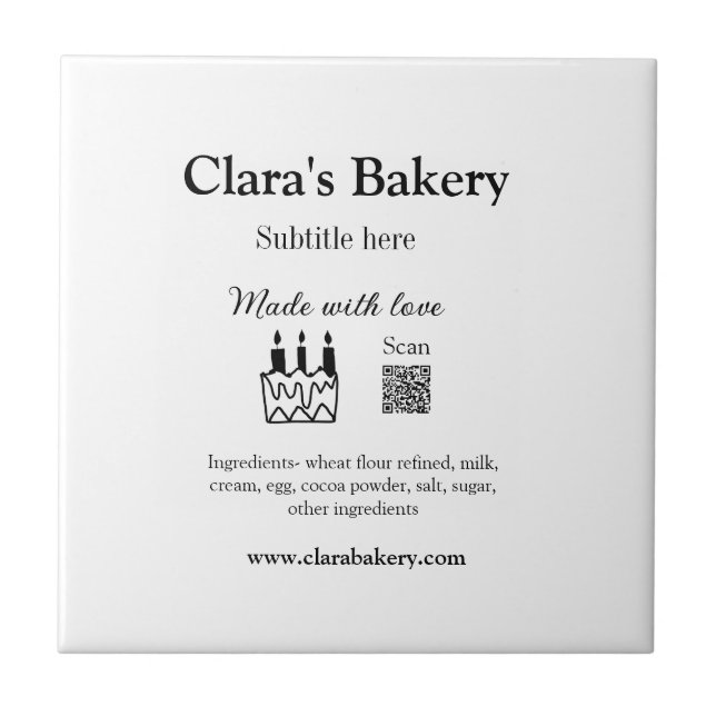 Bakery cake add ingredients made with love q r  tile (Front)