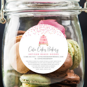 Bakery Cake Blush Pink Sprinkles Dessert Legal Classic Round Sticker