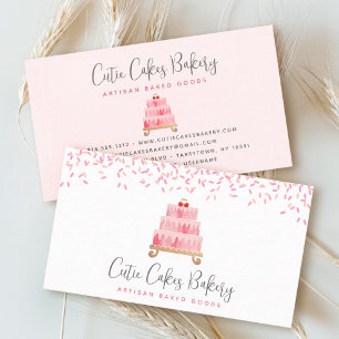 Bakery Cake Blush Pink Sprinkles Pastry Dessert Business Card