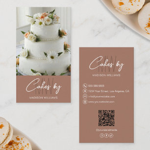 Bakery Cake Custom Monogram Logo Brown Business Card