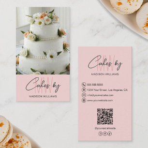 Bakery Cake Custom Monogram Logo Pink Business Card