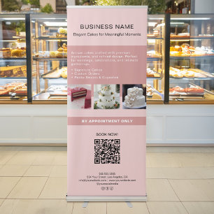Bakery Cake Custom Photo QR Pink Retractable Banner