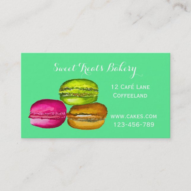 Bakery cake cute macaron French style Business Card (Front)
