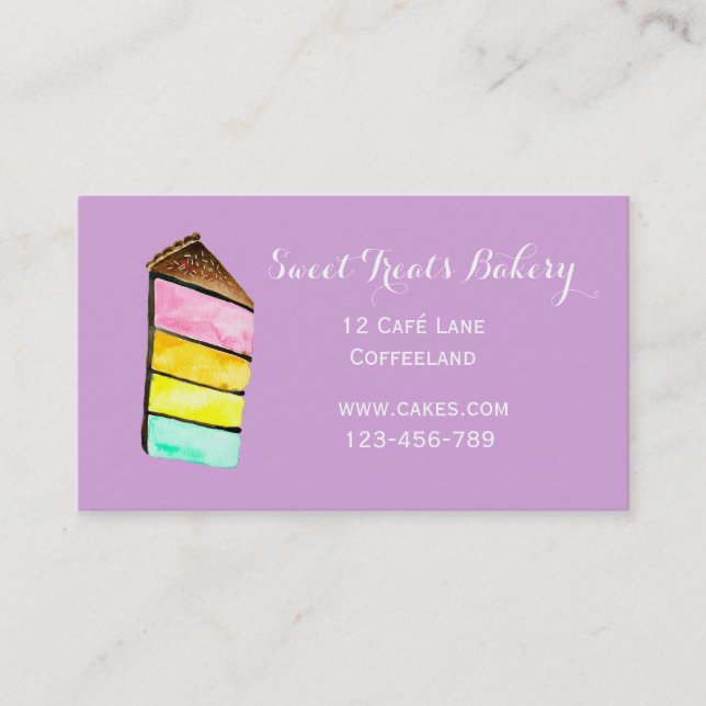 Bakery cake cute rainbow cake style business card (Front)