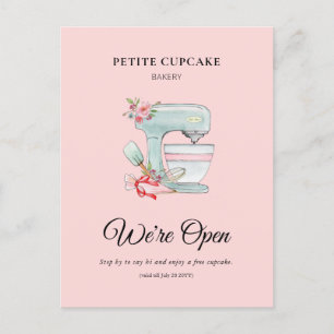Bakery Cake mixer We're open promotional Postcard