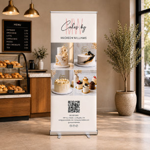 Bakery Cake Monogram Logo Photo QR Business Retractable Banner