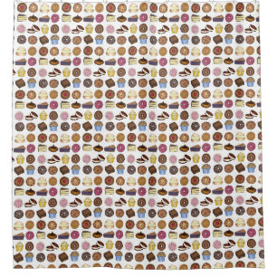 Bakery Cake Pie Cupcake Cookie Muffin Doughnut Shower Curtain