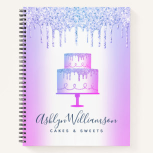 Bakery Cake Purple Glitter Drips Cake Pastry Chef Notebook