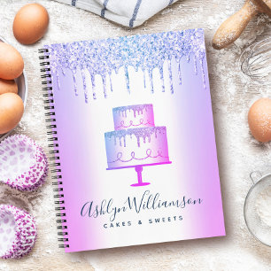 Bakery Cake Purple Glitter Drips Cake Pastry Chef Notebook