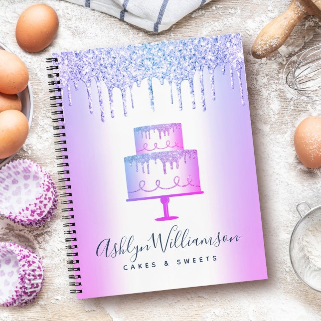 Bakery Cake Purple Glitter Drips Cake Pastry Chef  Notebook (Creator Uploaded)