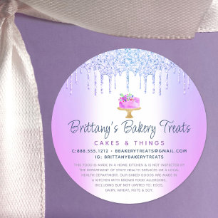Bakery Cake Purple Glitter Drips Pastry Chef Legal Classic Round Sticker