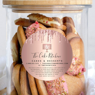 Bakery Cake Rose Gold Copper Glitter Drips Legal Classic Round Sticker