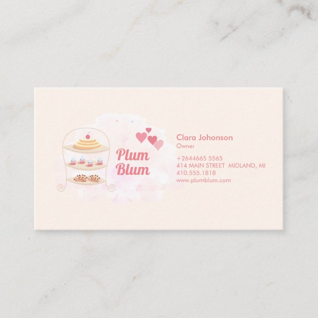 Bakery Cake & Sweets Customise Business Card (Front)