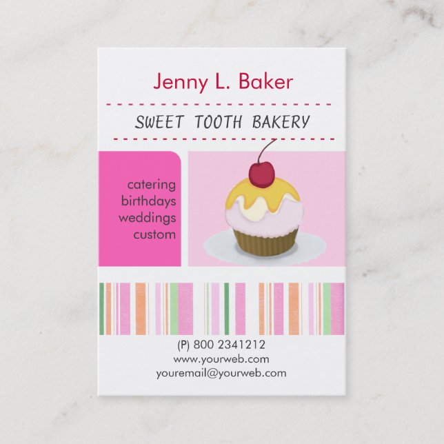 Bakery Cakes Cupcake Delightful Personalised Business Card (Front)