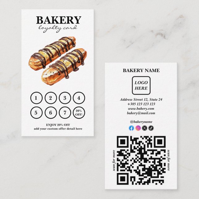 Bakery Cakes QR Code Loyalty Card (Front/Back)