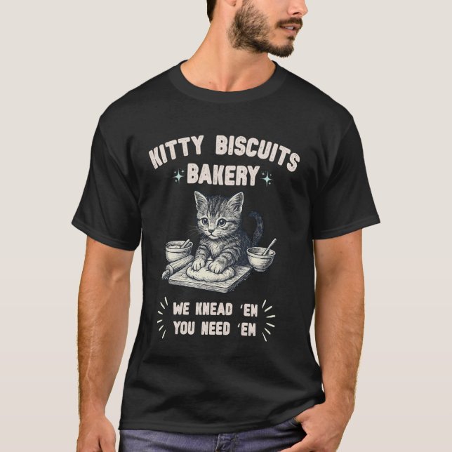 Bakery Cat Kitty Biscuits Kneading Dough Cat Mum 1 T-Shirt (Front)
