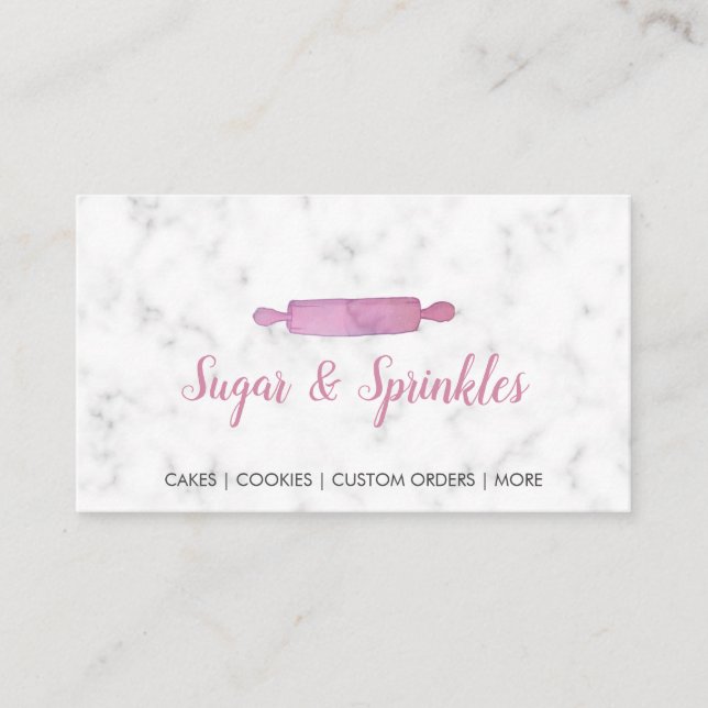 Bakery & Catering Marble Pink Business Card (Front)