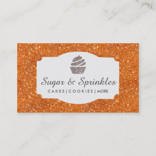 Bakery & Catering Orange Glitter Business Cards