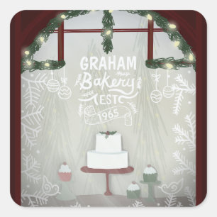 Bakery Catering Winter Holiday Cake and Cupcake Square Sticker