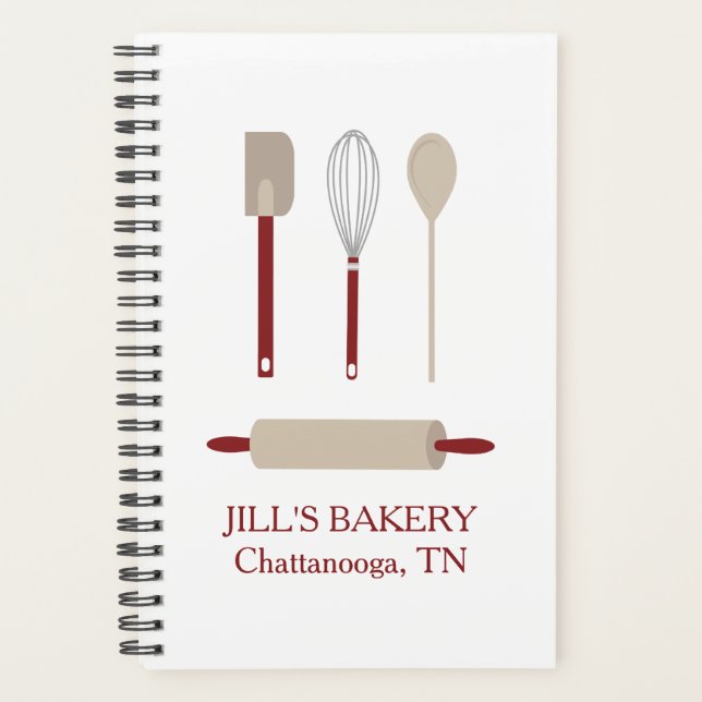 Bakery Chef Red Kitchen Tools Food Business Bakery Planner (Front)