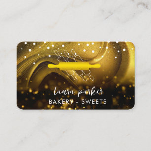 Bakery Chef  Rolling Pin White Gold Handmade Business Card