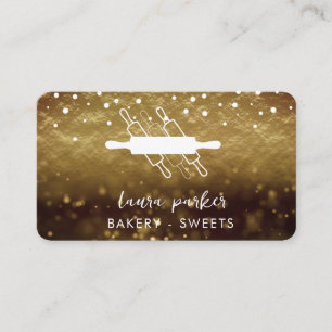 Bakery Chef  Rolling Pin White Gold Handmade Business Card
