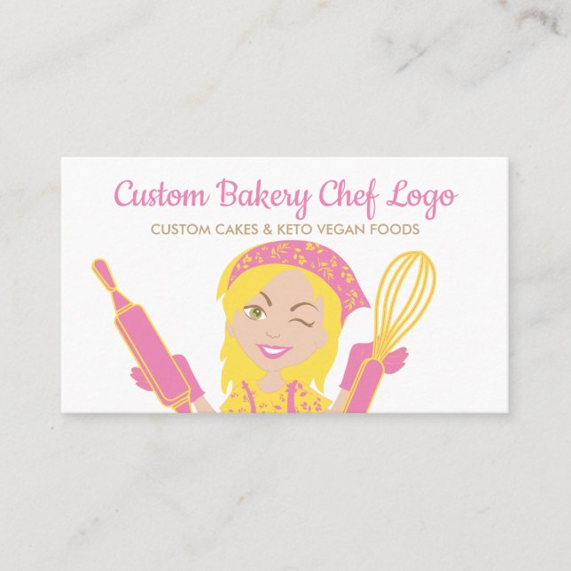 Bakery Chef Yellow haired rustic keto pastry Business Card (Front)
