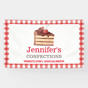 Bakery Chocolate Cake Red Gingham Promotional Banner