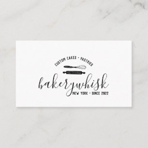 Bakery Cook Pastry Chef rolling pin and whisk logo Business Card