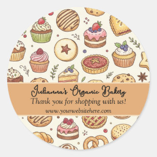 Bakery Cookies Pie Dessert Business Thank You Classic Round Sticker
