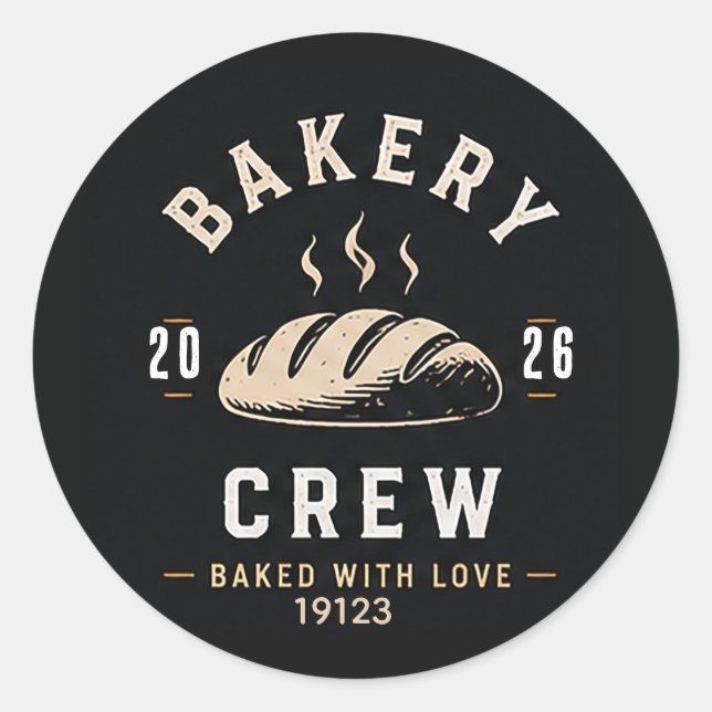 🥖 Bakery Crew Staff Uniform Logo 🥖 Classic Round Sticker (Front)