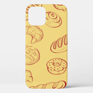 Bakery,  croissant,  food vintage seamless pattern iPhone 12 case