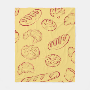 Bakery, croissant, food vintage seamless pattern fleece blanket