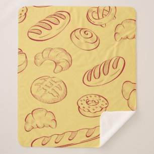 Bakery,  croissant,  food vintage seamless pattern sherpa blanket