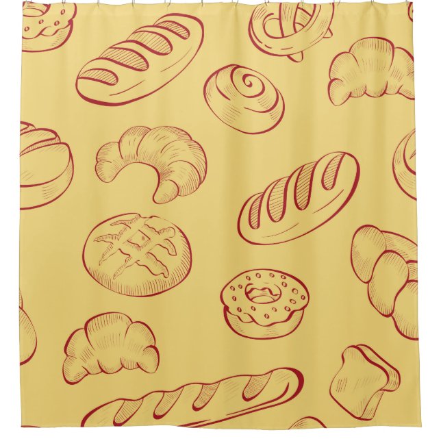 Bakery,  croissant,  food vintage seamless pattern shower curtain (Front)