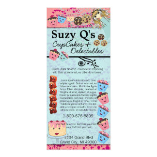 Bakery Cupcake Aqua Blue Swirled Rack Card