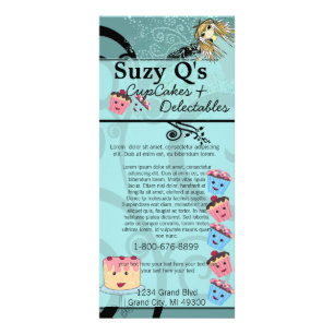 Bakery Cupcake Aqua Blue Swirled Rack Card