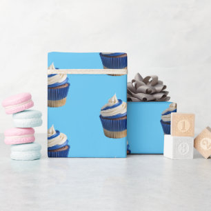 Bakery Cupcake Blue Wrapping Paper