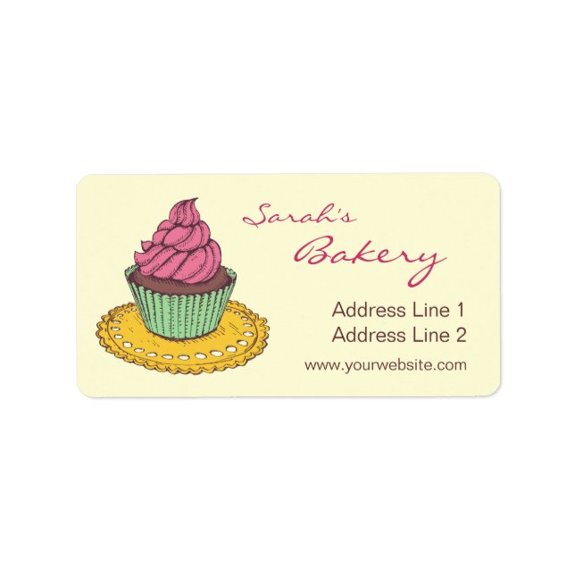 Bakery Cupcake Business Adress Labels (Front)