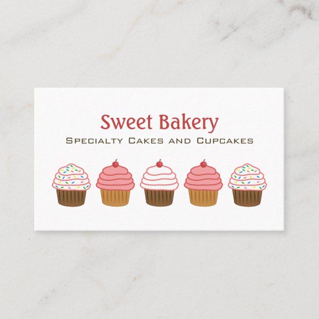 Bakery Cupcake Business Cards (Front)