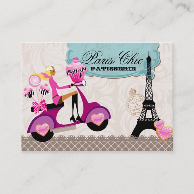 Bakery Cupcake Cake Pops Paris Eiffel Tower Business Card (Front)