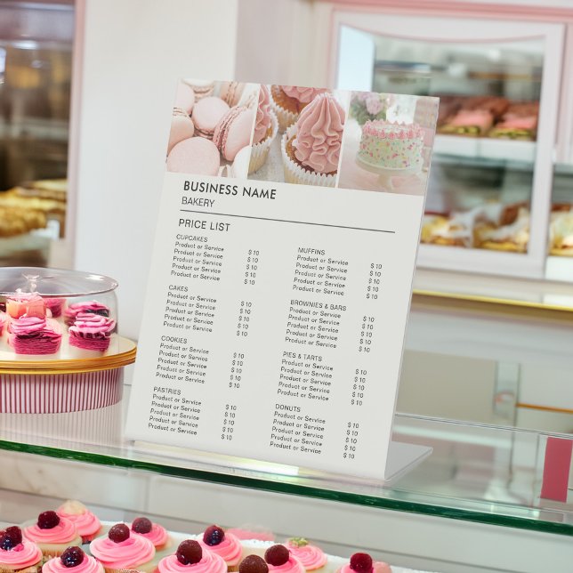 Bakery Cupcake Cake Shop Price List Pedestal Sign (Bakery Cupcake Cake Shop Create Your Own Price List Pedestal Sign by MINTIC DESIGN STUDIO)