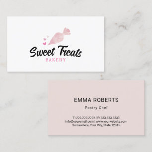 Bakery Cupcake Pastry Cake Piping Bag Heart Logo Business Card