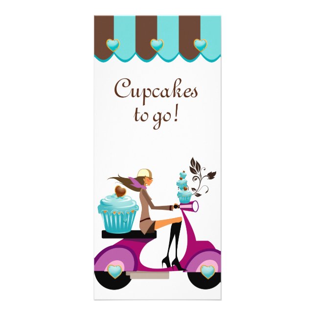Bakery Cupcake Scooter Blue Canopy Rack Card (Front)