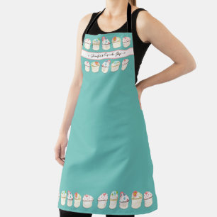 Bakery Cupcake Shop Watercolor Teal Blue Gold Dots Apron