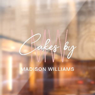 Bakery Custom Cake Monogram Logo Window Cling