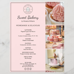 Bakery Custom Logo Photo QR Code Pink Flyer