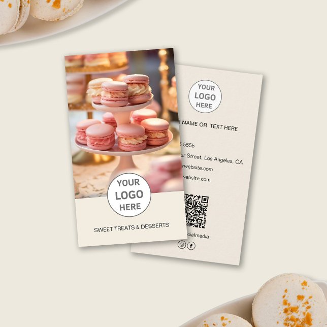 Bakery Custom Logo Photo QR Cream Business Card (Bakery Custom Logo Photo QR Cream Business Card)