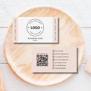 Bakery Custom Logo QR Code Peach Business Card