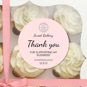 Bakery Custom Logo Thank You Business  Classic Round Sticker